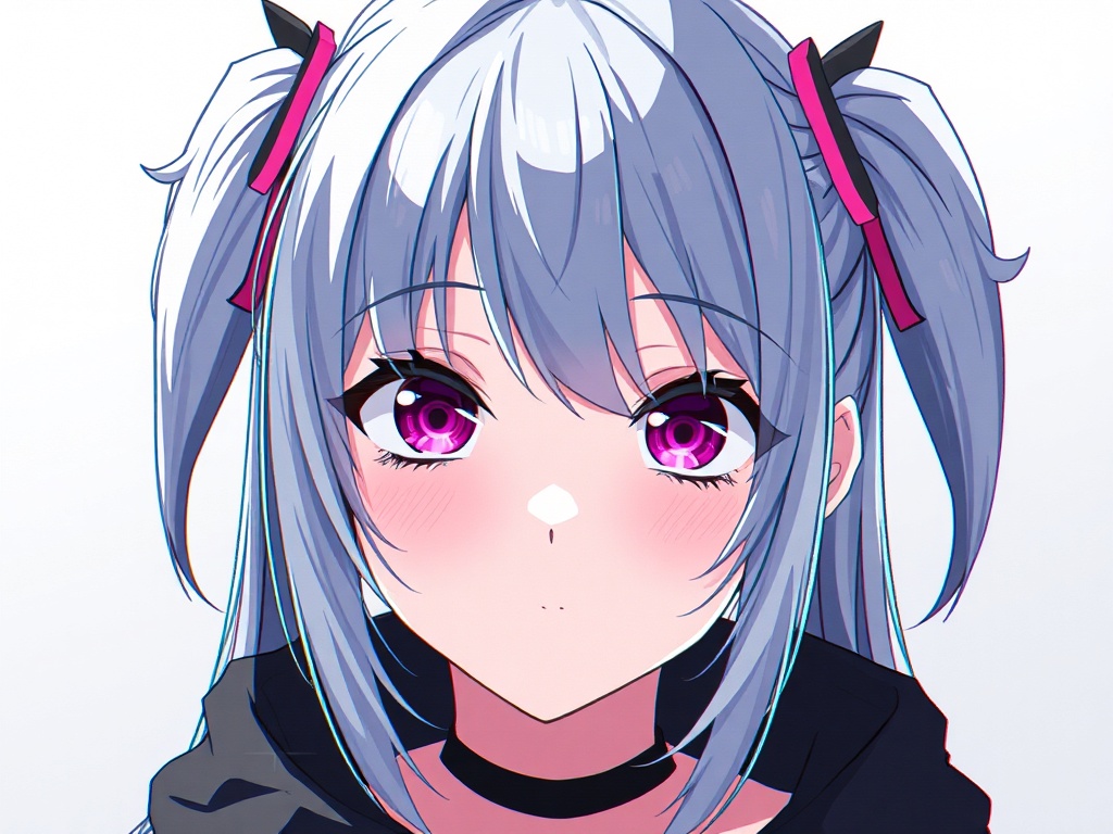 glitched attractive anime emo girl