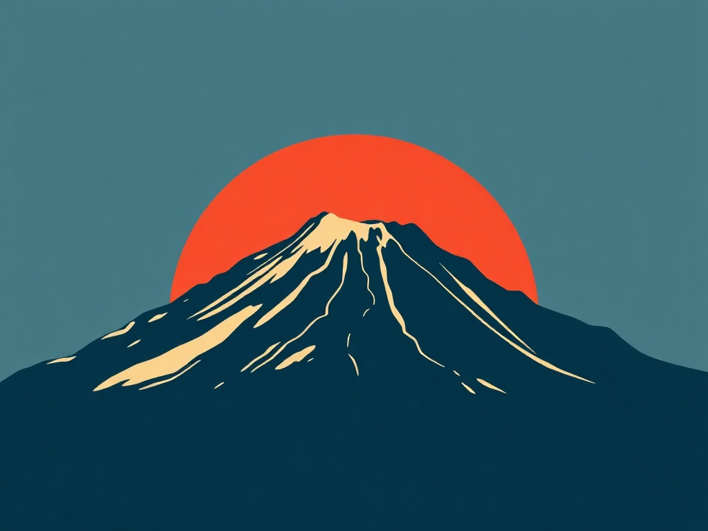 minimalist poster of mount bromo eruption, swiss design, bold shapes, limited palette