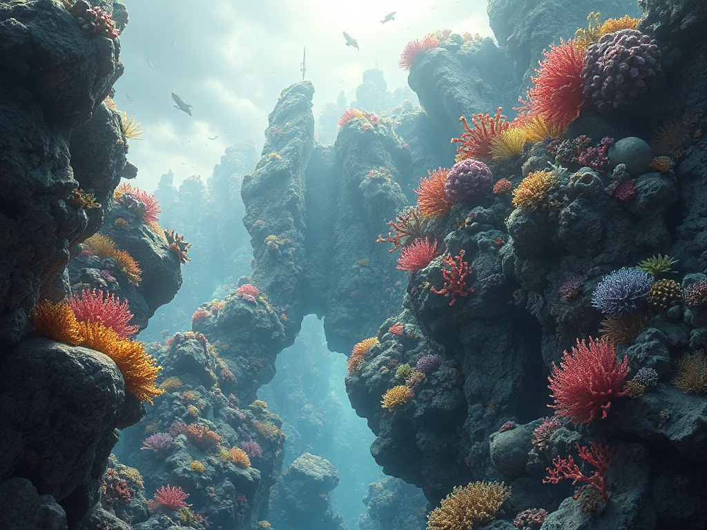 a coral reef city, digital painting, artstation trending, gentle overcast light, highly detailed